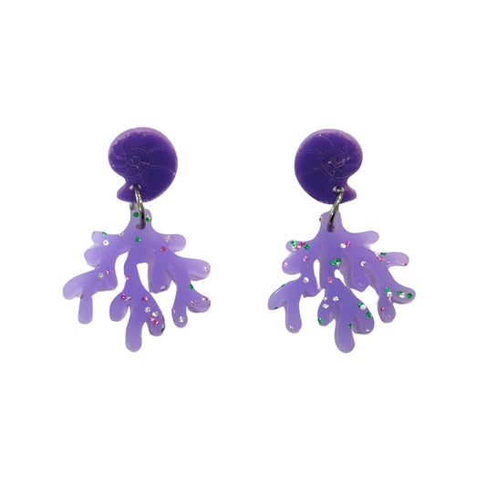 Pendientes de coral con nautilus metacrilato