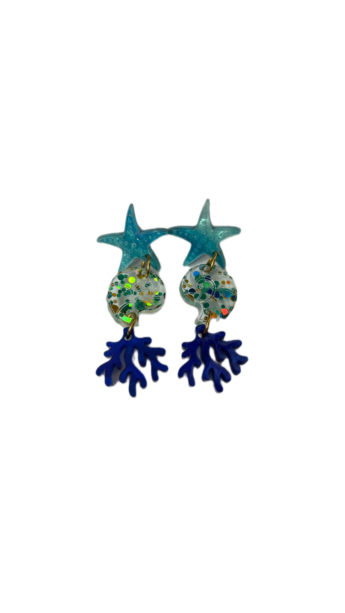 Pendientes estrella nautilus y coral meta
