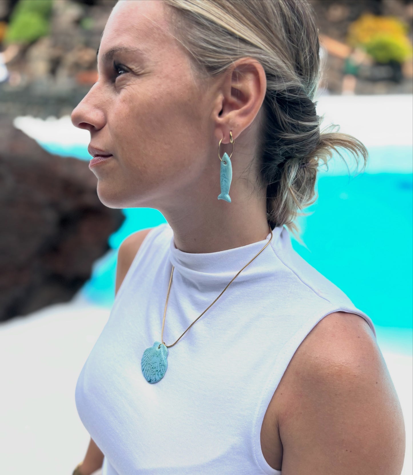 Pendientes pez cerámico