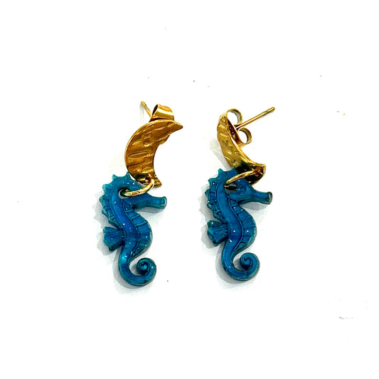 Pendientes mini caballito de mar meta