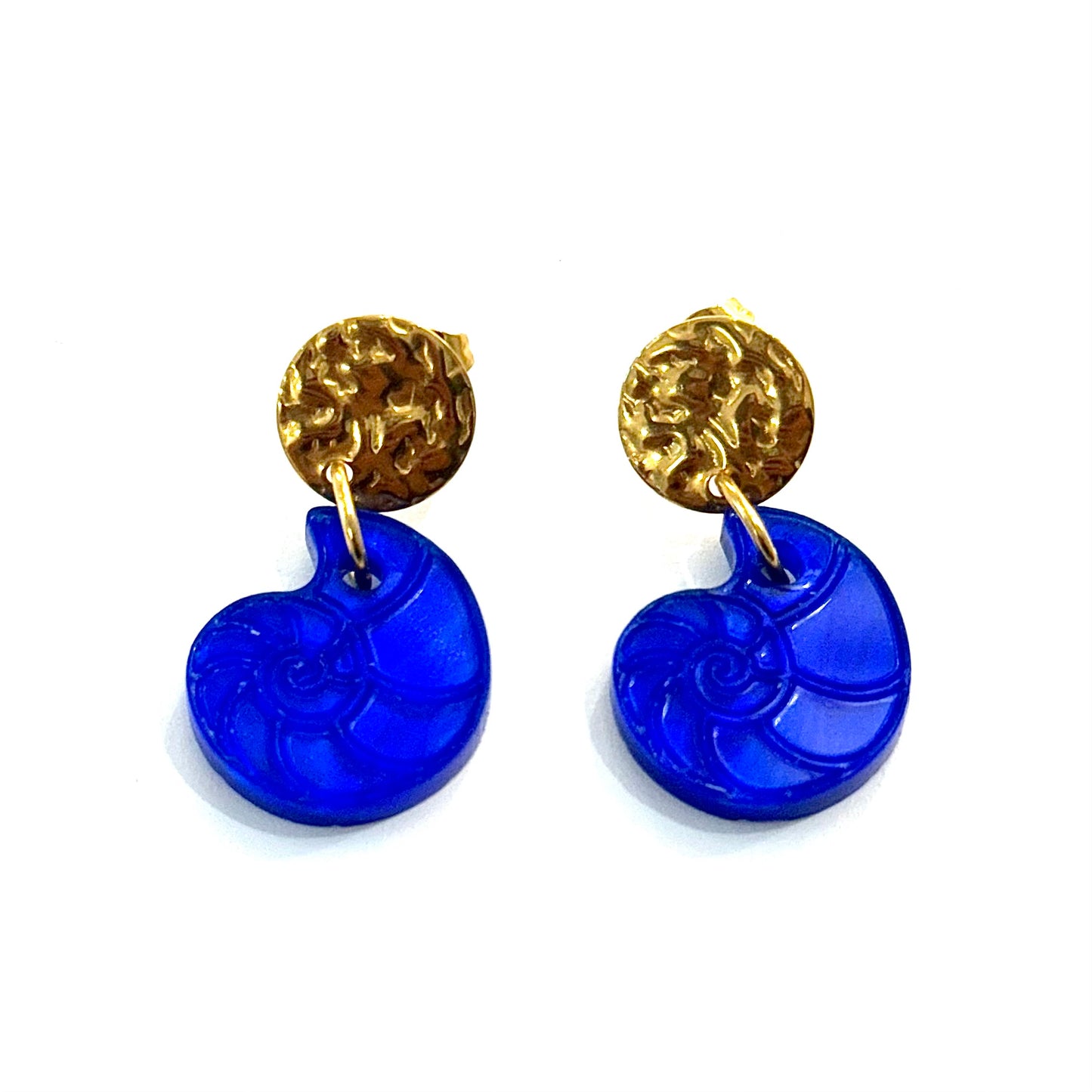 Pendientes nautilus dorado chocolate