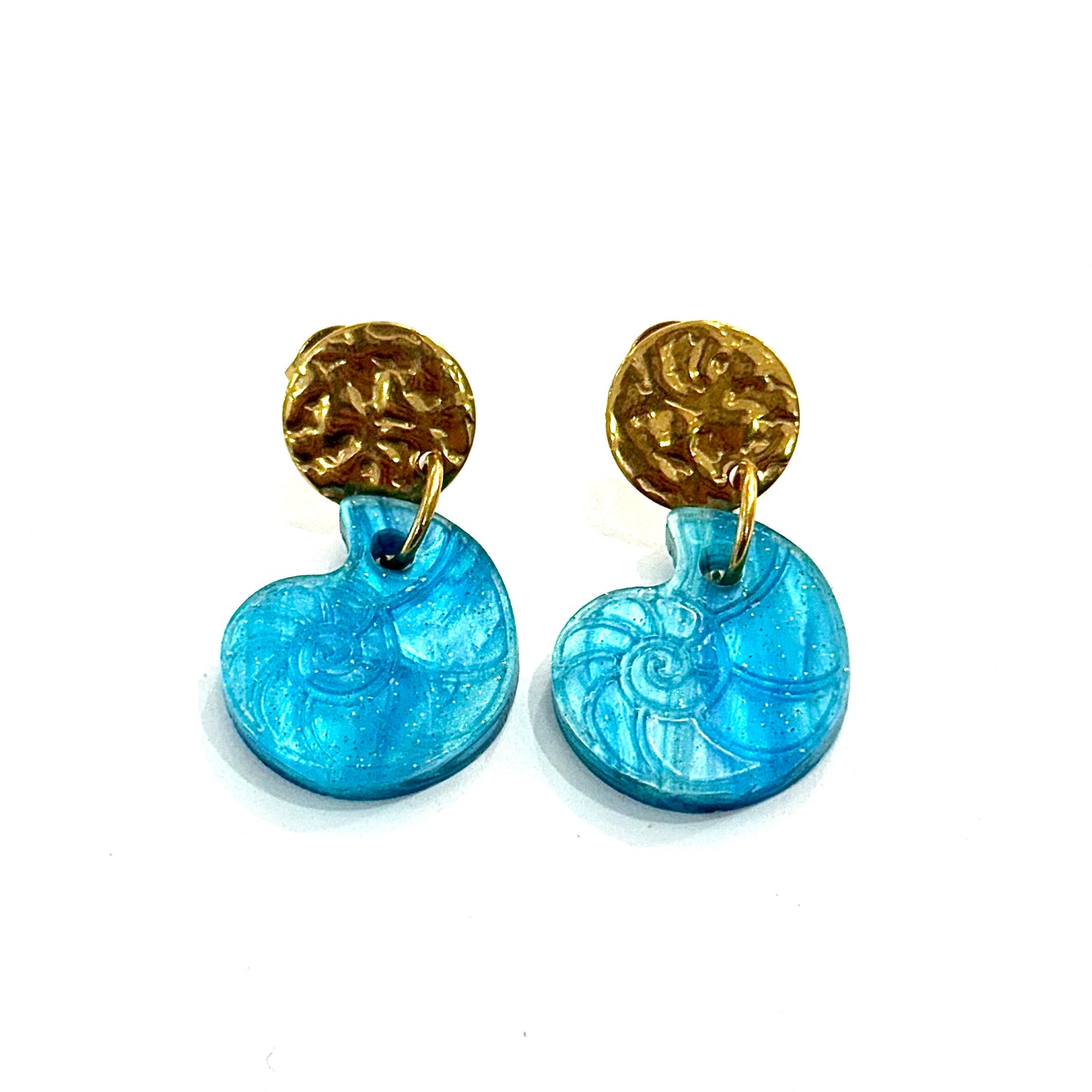 Pendientes nautilus dorado chocolate