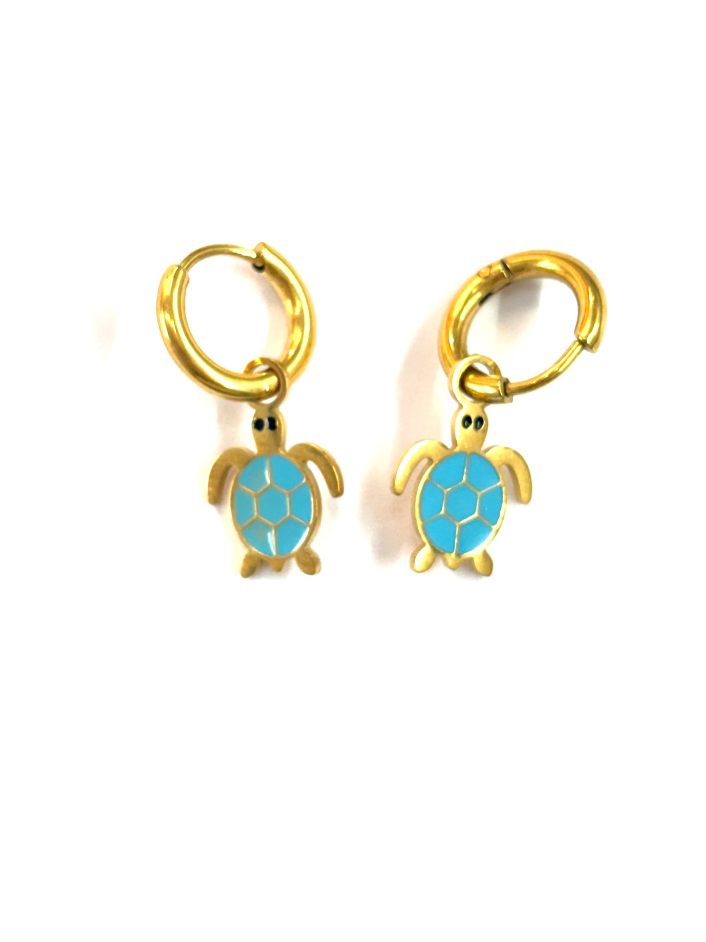 Pendientes de tortuga azules acero
