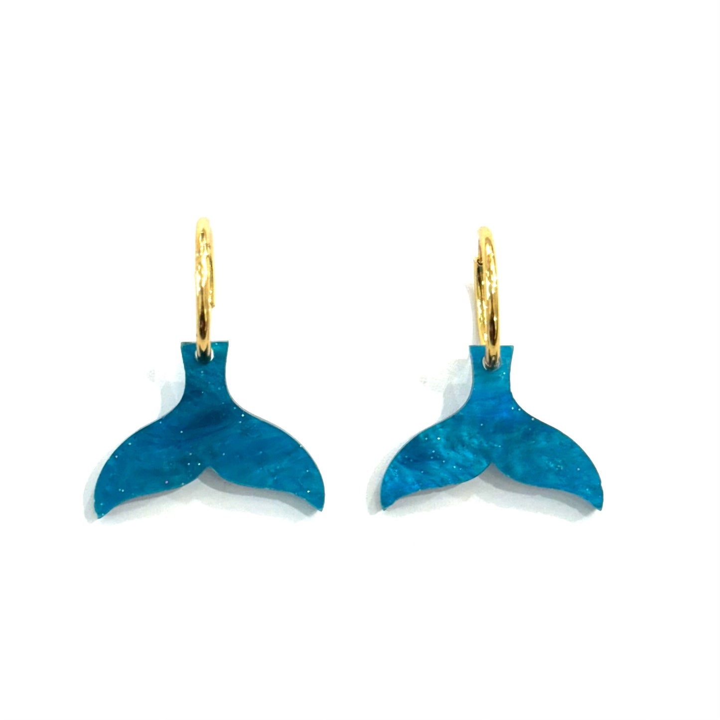 Pendientes cola de ballena reflejos azul y verde
