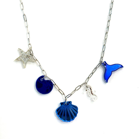 Collar mix piezas marinas plateado
