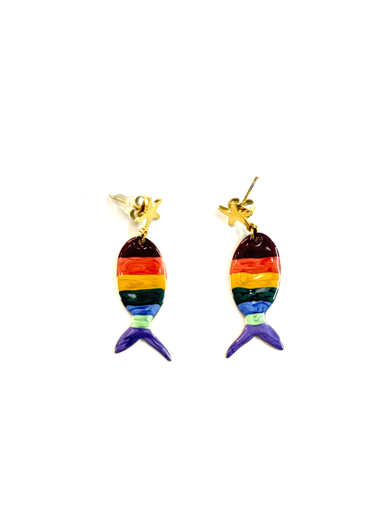 Pendientes peces rayas de colores