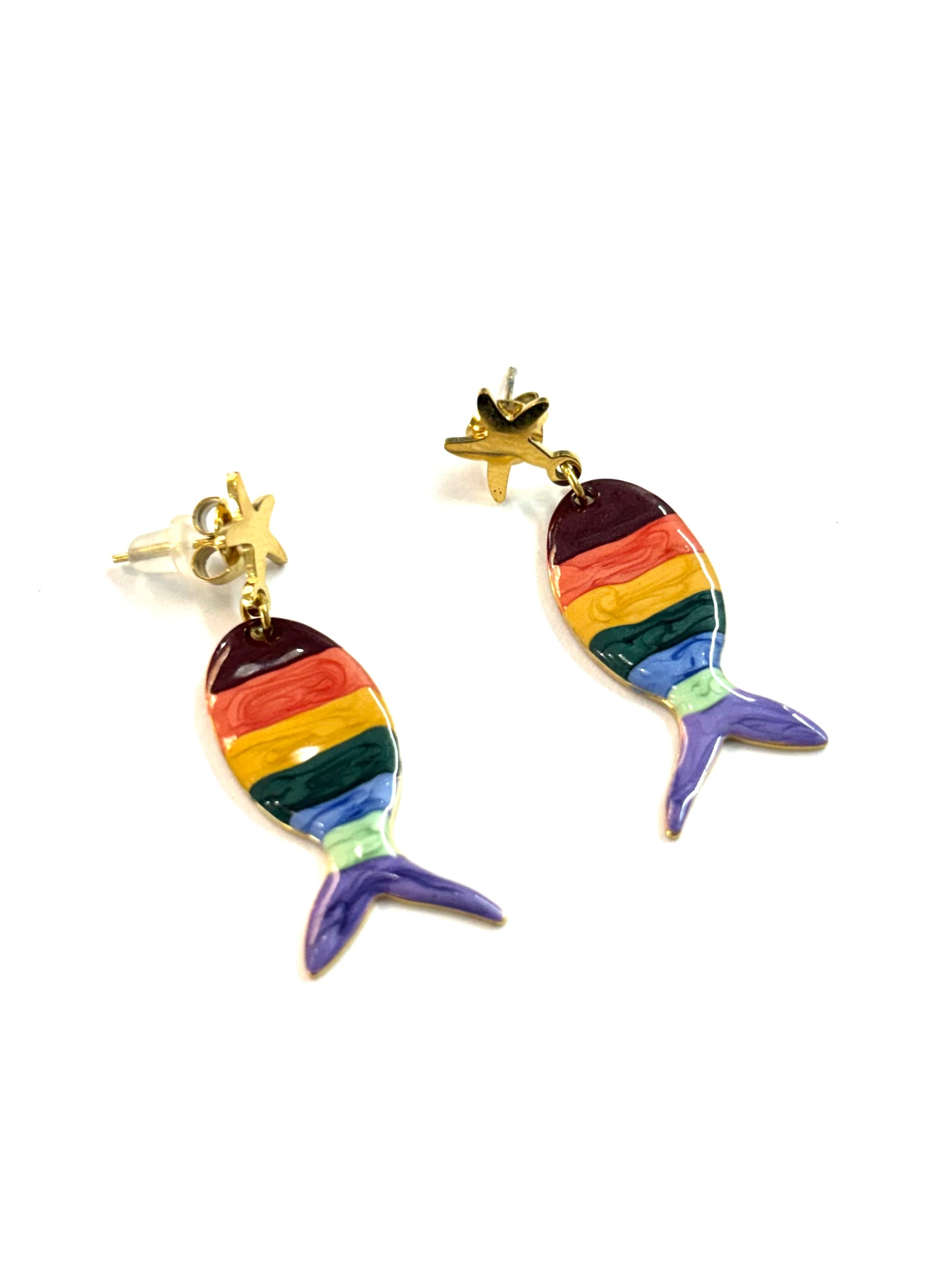 Pendientes peces rayas de colores
